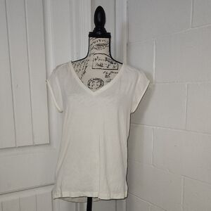 Elegant White V-Neck Short Sleeve Top
